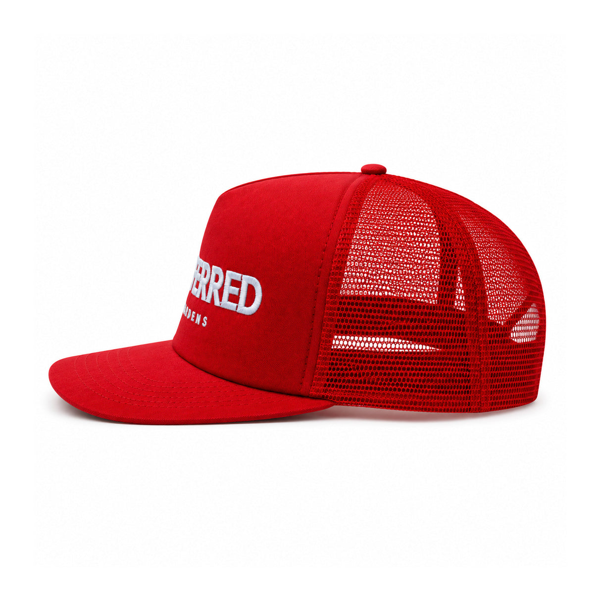 Red Embroidered Trucker Hat