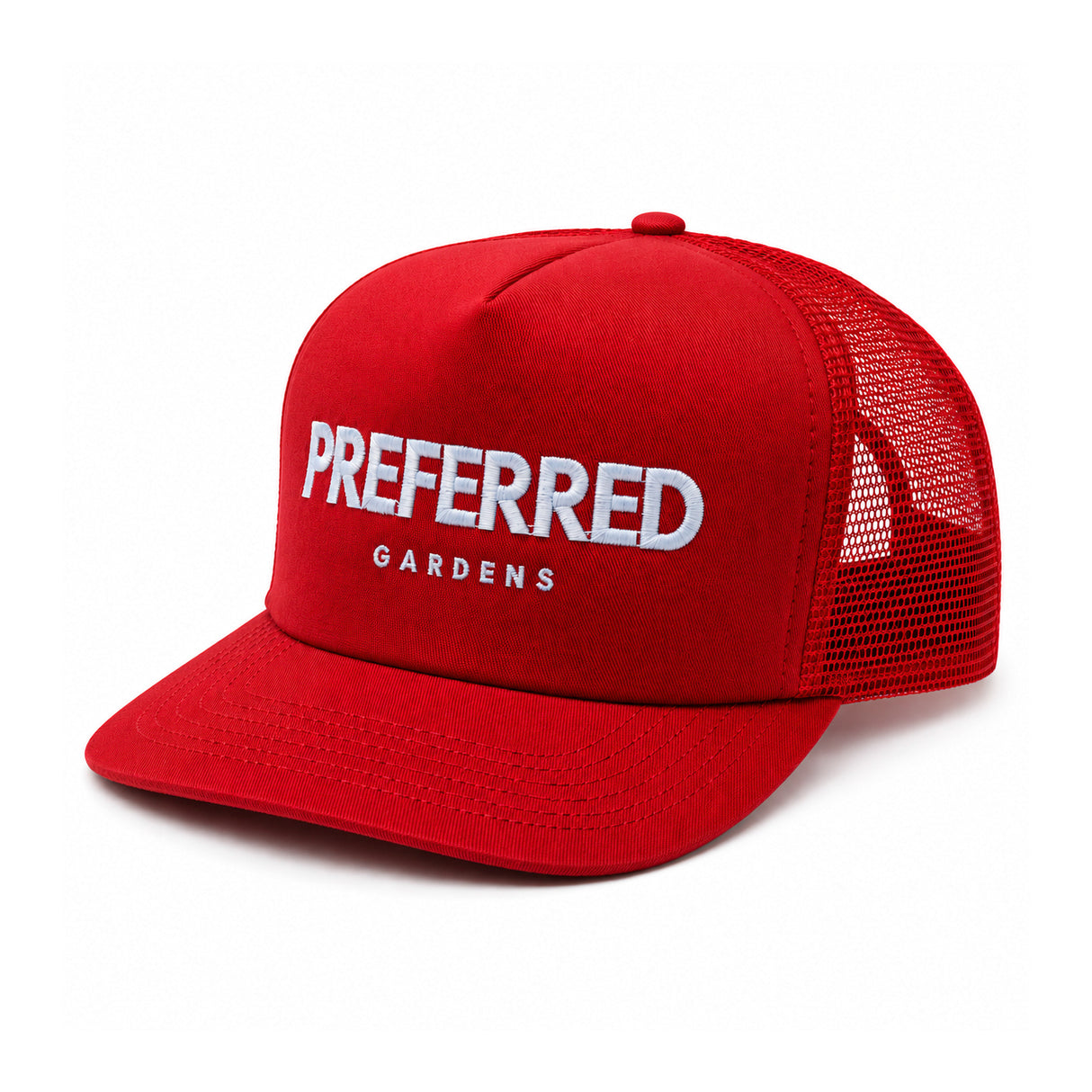 Red Embroidered Trucker Hat