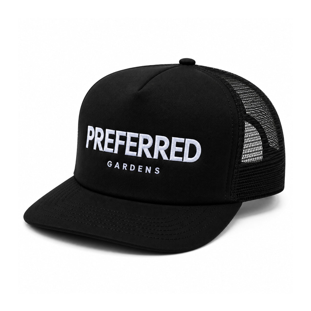 Black Embroidered Trucker Hat